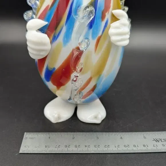 Vintage Art Glass Clown Decanter Hand Blown Barware Circus Bottle with Stopper